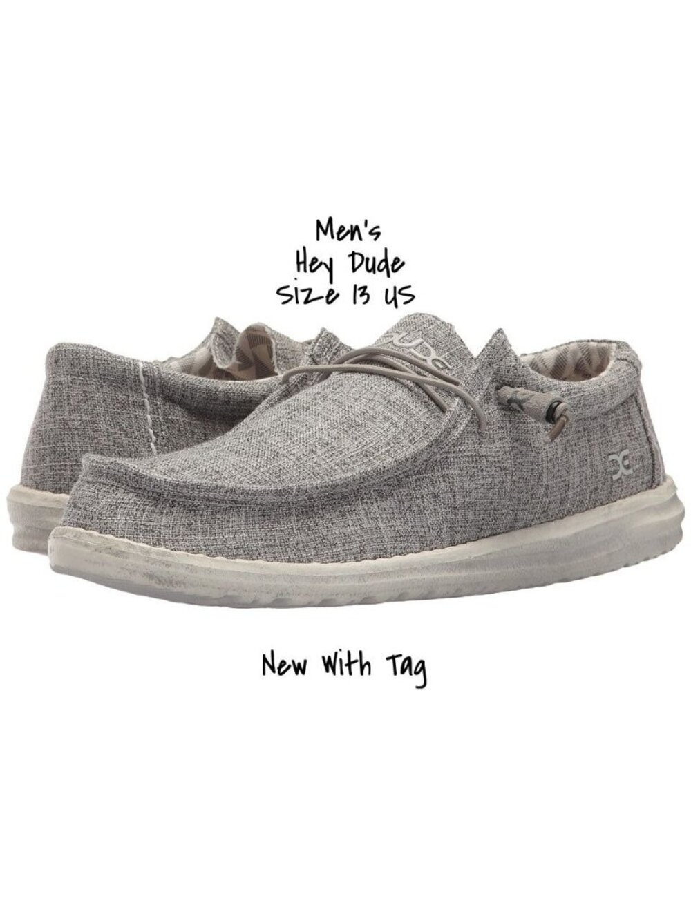 Hey Dude Men's Wally Linen Slip-on Loafers Grey Size 13 US New with Tag